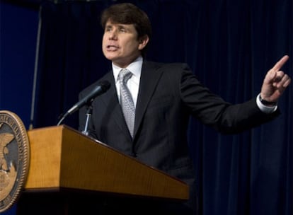 Blagojevich, en la rueda de prensa que convocó este viernes para defender su inocencia.