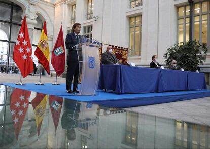 El alcalde de Madrid, durante la presentación del acuerdo.