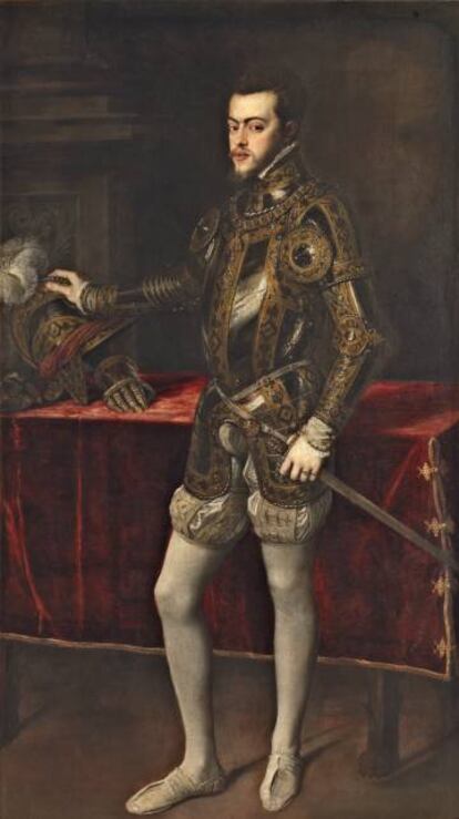 Retrato de Felipe II, realizado por Tiziano.