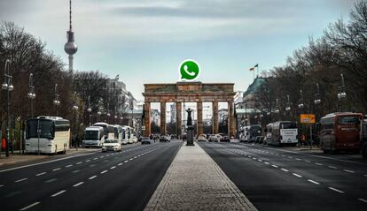 La Puerta de Brandeburgo, en Berlín, Alemania.