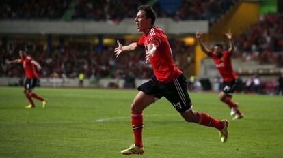 Rodrigo Machado celebra un gol esta temporada.