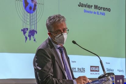 El director de EL PAÍS, Javier Moreno, durante su intervención en el Foro Tendencias 2021.