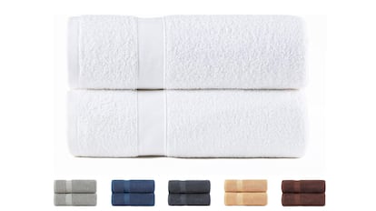 Rebajas en toallas de baño de grosor ancho y a la venta en varios colores.