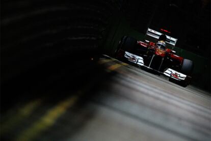 Fernando Alonso, durante la carrera de Singapur.