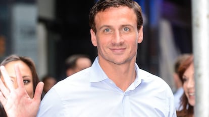 Ryan Lochte, na saída do programa ‘Good Morning America", em Nova York.