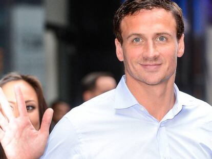 Ryan Lochte, na saída do programa ‘Good Morning America", em Nova York.