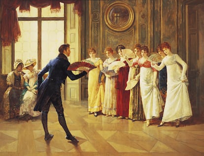 'Flirtation' de Henry Gillard Glindoni, pintado en 1882.