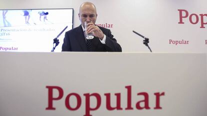 Pedro Larena presenta los resultados del Popular.