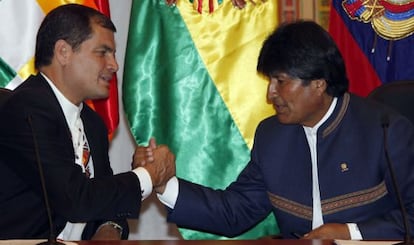 Correa y Morales este jueves en Bolivia.