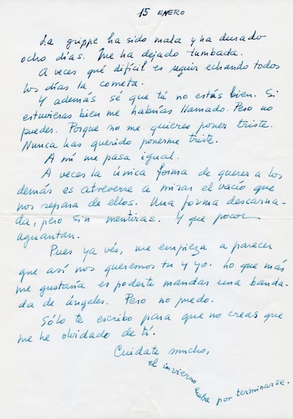 Nota manuscrita de Carmen Martín Gaite, incluida en el libro 'Carmiña. Correspondencia inédita de Carmen Martín Gaite-Julián Oslé'.