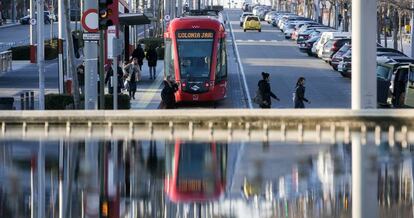 Metro Ligero a su paso por Boadilla del Monte el pasado viernes.