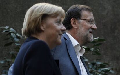 Angela Merkel y Mariano Rajoy, en Santiago de Compostela.