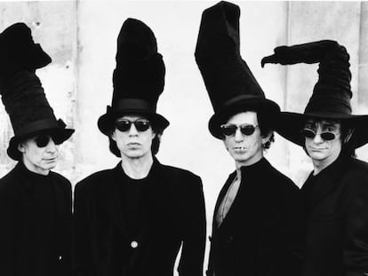 De izquierda a derecha, Watts, Jagger, Richards y Wood, integrantes de la banda Rolling Stones.