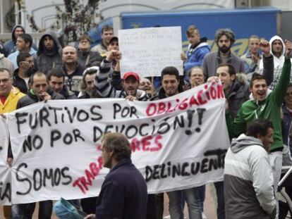 Manifestación de mariscadores furtivos en Ferrol