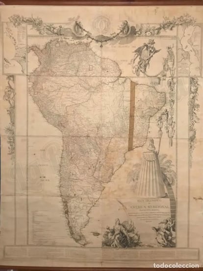 Mapa completo de Sudamérica, de Juan de la Cruz Cano.