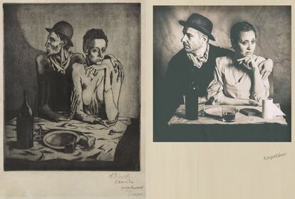 En esta ocasión, se ha elegido para recrear una copia de un aguafuerte de Picasso, 'La comida frugal', de 1904 y que pertenece a la colección del Museo Nacional Thyssen-Bornemisza de Madrid. La autora de la fotografía, Irena Kazatsker, reside en Nueva Escocia (Canadá).