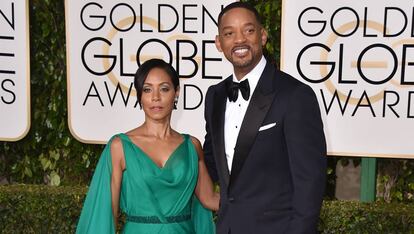 El matrimonio de actores Jada Pinkett y Will Smith en los Globos de Oro de 2016.