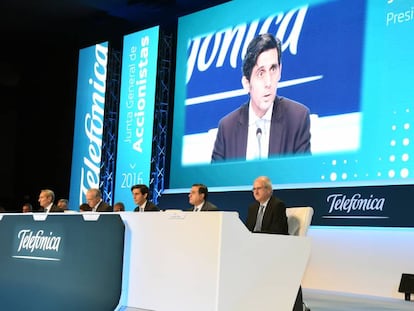 José María Álvarez-Pallete, en la junta general de accionistas de 2016.