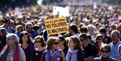 Manifestaci&oacute;n en Madrid contra la Violencia Machista en 2015. 