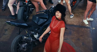 Rosalía in a frame from the video for 'Saoko.'