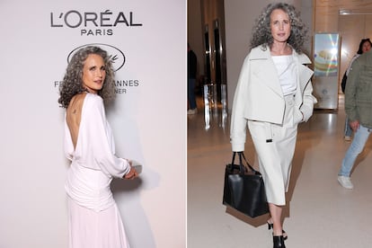 La actriz eligió tonos claros para el evento celebrado por L'Oréal Paris en Cannes y para su llegada al festival. En estas ocasiones, llevó su melena rizada.