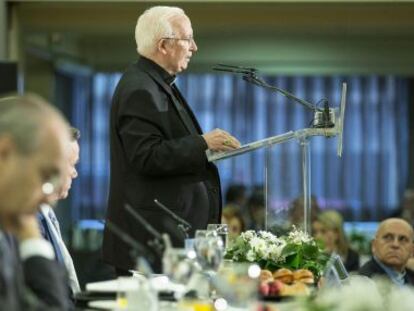 El arzobispo de Valencia, el cardenal Antonio Ca&ntilde;izares, durante su intervenci&oacute;n este mi&eacute;rcoles en un foro.