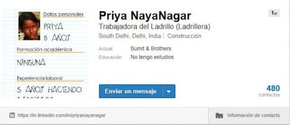 Perfil de Priya en la red laboral LinkedIn.