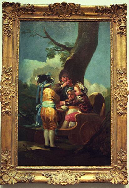 Imagen del óleo de Goya <i>Niños en el carretón</i> (1778), robado la semana pasada durante su traslado.