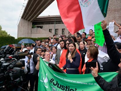 Tabajadores del PJF se manifestan en contra de la reforma judicial, el 13 de agosto en Ciudad de México.