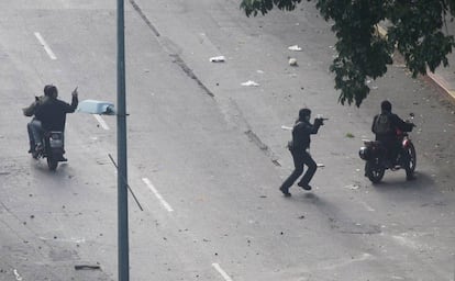 Pro-government armed groups on the streets of Caracas last month.