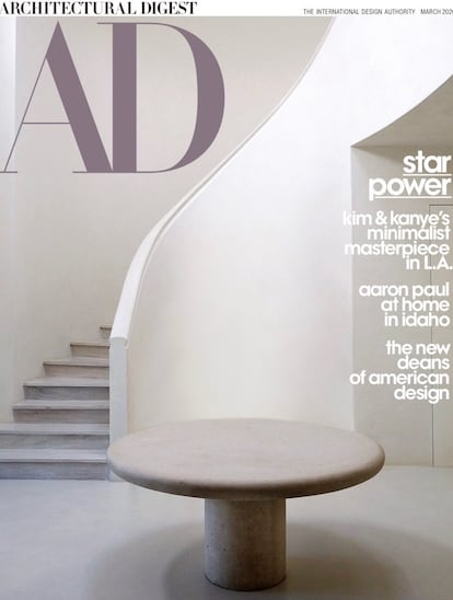 Architectural Digest's March 2020 cover dedicated to Kim Kardashian and Kanye West's Calabasas home.
