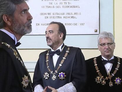 Des de l'esquerra: els magistrats Carlos Lesmes, Manuel Marchena i Luis María Díez-Picazo.
