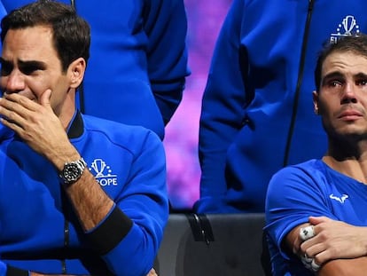 Federer y Nadal no pudieron contener las lágrimas en el último partido del suizo antes de su retirada. 