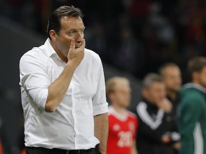 Marc Wilmots, durante juego das quartas de final de Eurocopa contra Gales.