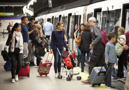 Estación de Nuevos Ministerios de la línea 8 de metro de Madrid, el 30 de septiembre de 2019.