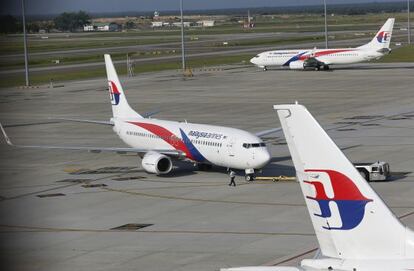 Tres aviones de Malaysia Airlines en Kuala Lumpur