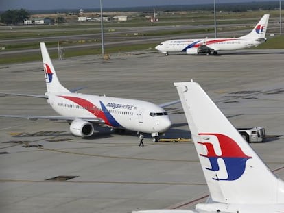 Tres aviones de Malaysia Airlines en Kuala Lumpur