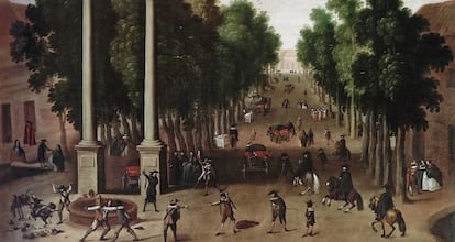 'Vista de la Alameda de Hércules en Sevilla', anónimo de 1650.