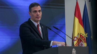 El presidente del Gobierno, Pedro Sánchez, durante la presentación del Plan de Recuperación, Transformación y Resiliencia.