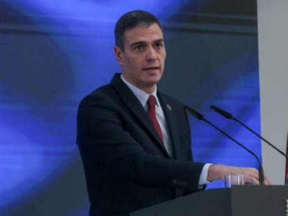 El presidente del Gobierno, Pedro Sánchez, durante la presentación del Plan de Recuperación, Transformación y Resiliencia.