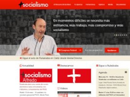 Imagen de la web de Rubalcaba como candidato a la secretar&iacute;a general del PSOE.