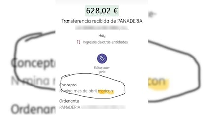 Captura de pantalla publicada por el sindicato CGT en el que se aprecia cómo el concepto es "nómina mes abril maricón".