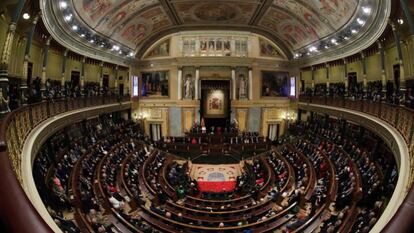 Hemiciclo del Congreso de los Diputados durante el acto de conmemoración de la Constitución Española. 