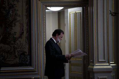 Mariano Rajoy, durante la cumbre europea de Par&iacute;s. 