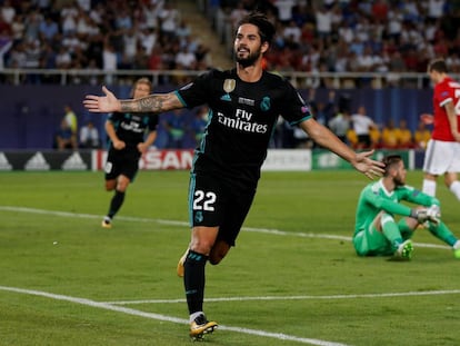 Isco celebra su gol ante el Manchester United. 