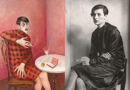 'Retrato de la periodista Sylvia von Harden', de Otto Dix, junto a una fotografía suya. 