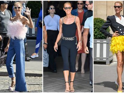 La cantante Céline Dion en diferentes momentos durante la Semana de la Alta Costura de París.