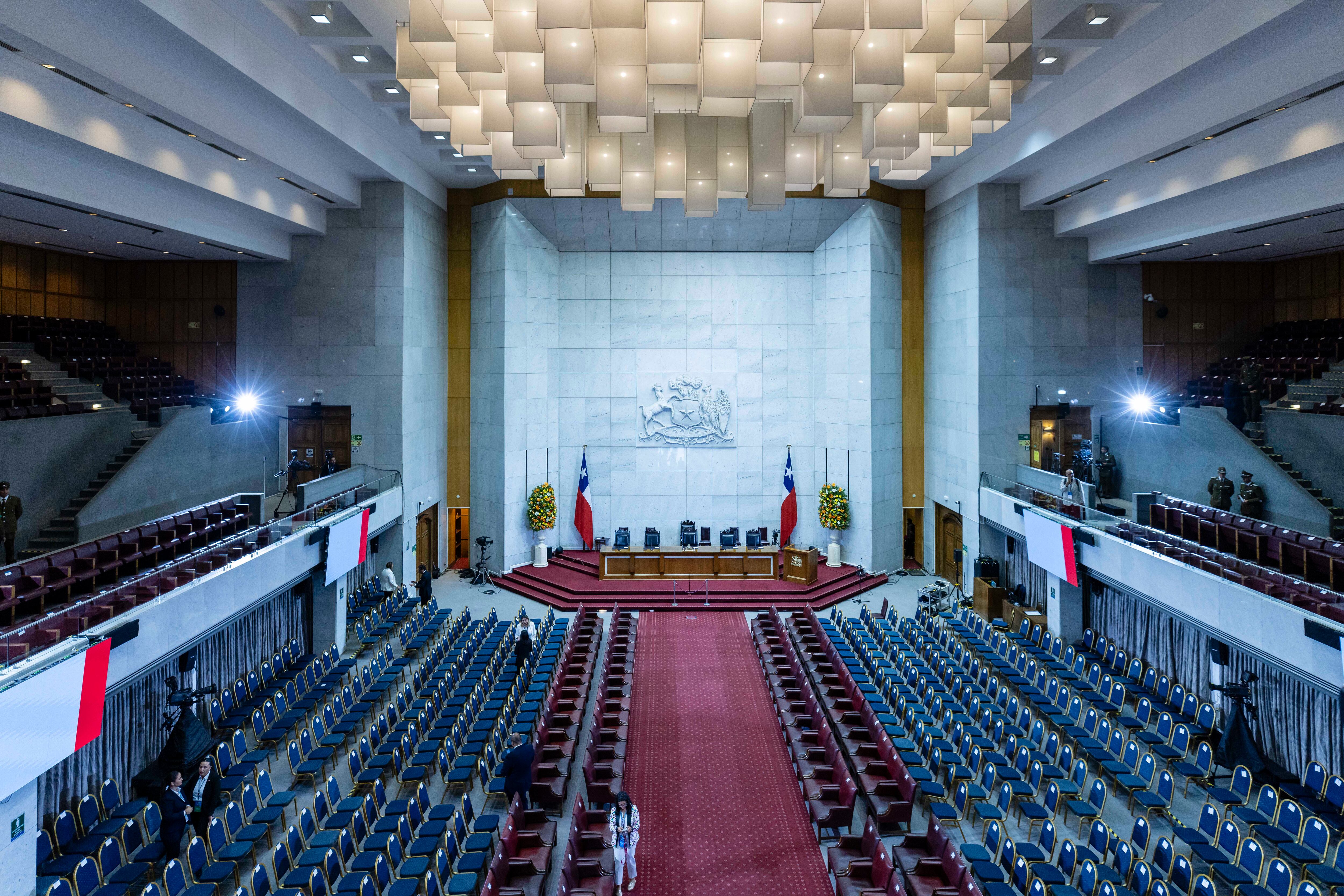 El salón de honor del Congreso Nacional de Chile previo al cambio de mando presidencial 2026.