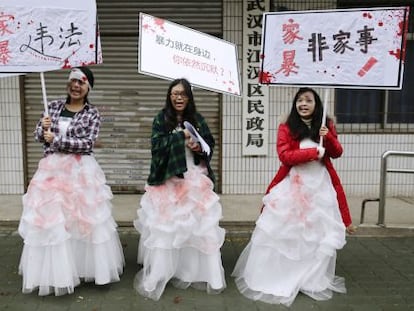 Una protesta en 2012 en la provincia de Hubei.