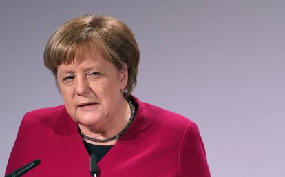 La canciller Angela Merkel, el sábado en Múnich.
